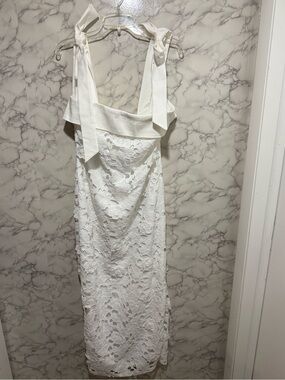 NEW Petal & Pup Emersyn White Lace Midi Dress with Tie Straps XL